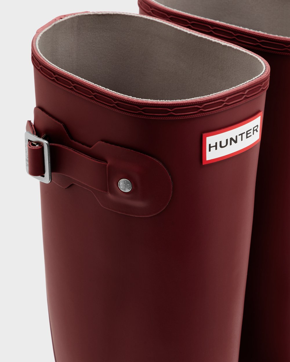 Bottes Hautes de Pluie Hunter Original Femme Grise Rouge LWZMAUN-23